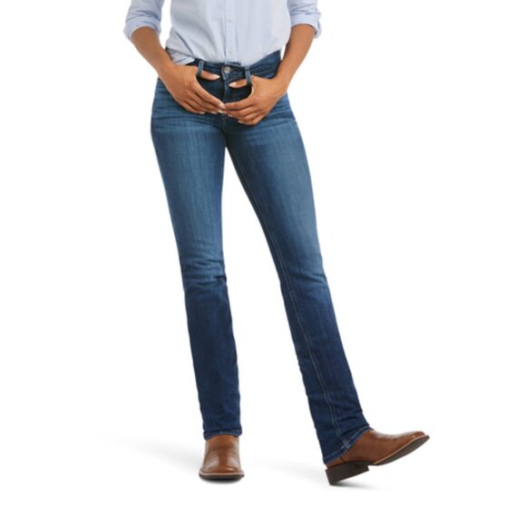 Ariat R.E.A.L. Denim Perfect Rise Abby Straight Leg Mackenzie Medium Wash Jeans - Picture 1 of 12